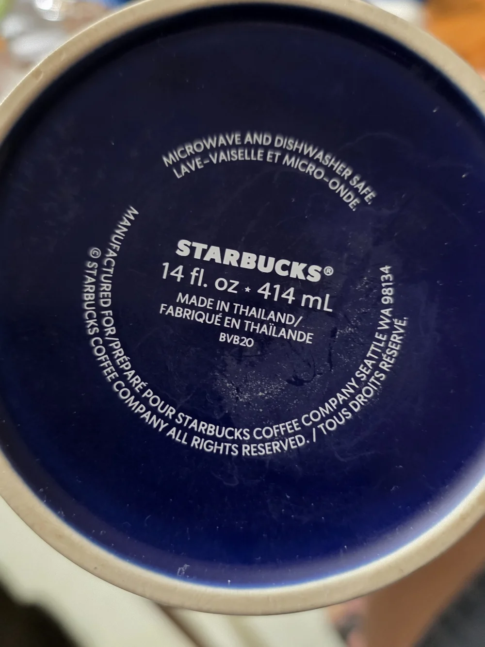 Starbucks 2020 Radiant Cobalt Blue Metallic Speckled Ceramic Coffee Mug 14oz